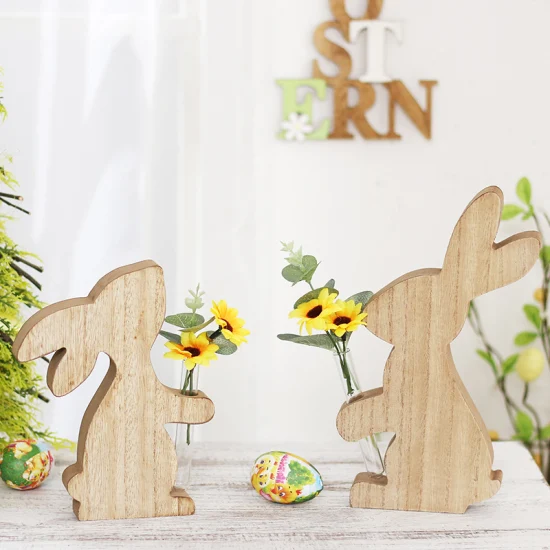 Hölzerner Hasen-Deko-Schreibtisch Ostern für Zuhause und Party