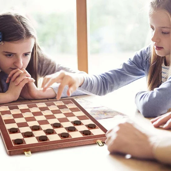 Neues Design aus Holz für Weinflaschen, Weinaufbewahrungsbox mit Weinzubehör, Schachspiel-Set