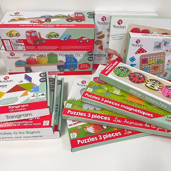 Kundenspezifische Holzspielzeug-pädagogische Lernspiele-Verpackungsbox, die Wellpappenboxen bedruckt