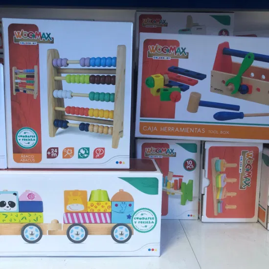 Kundenspezifische Holzspielzeug-pädagogische Lernspiele-Verpackungsbox, die Wellpappenboxen bedruckt
